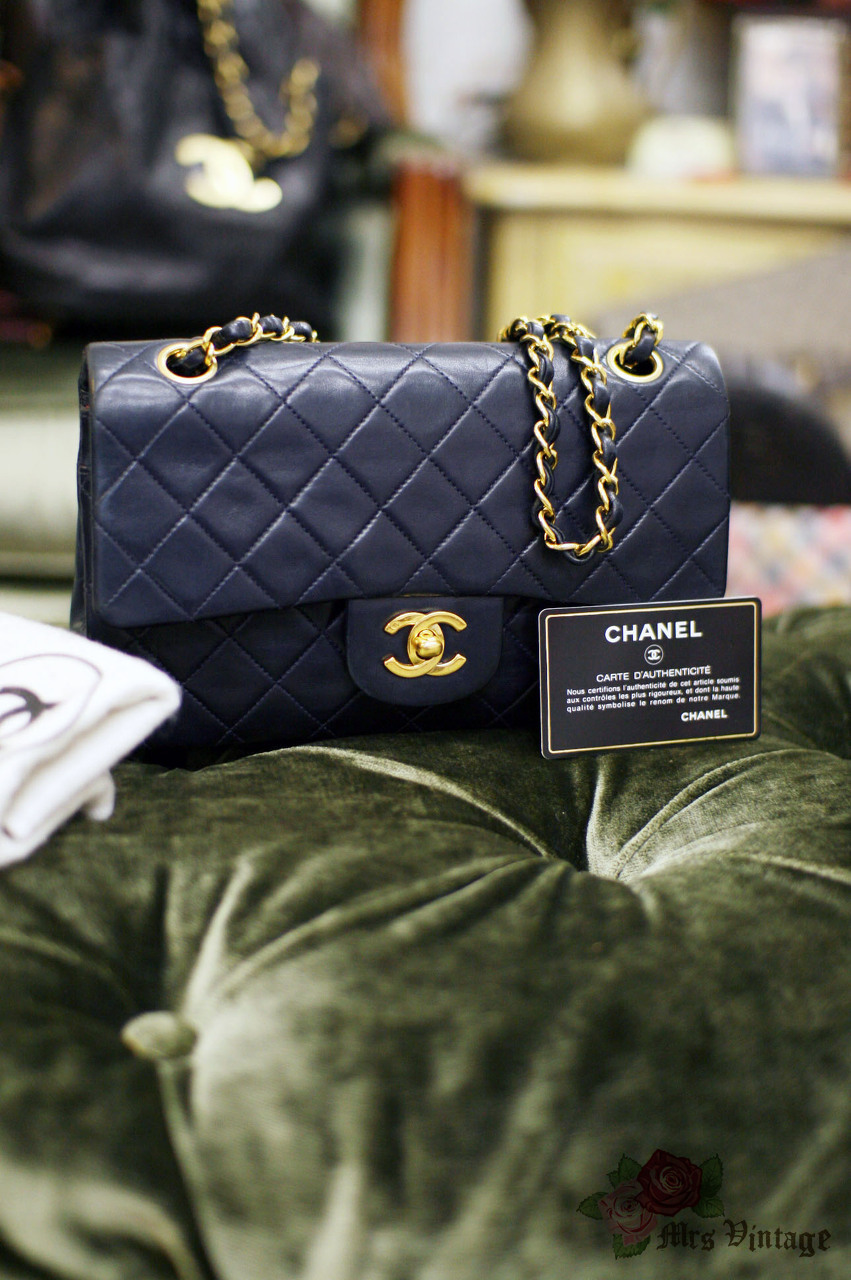Vintage navy blue Chanel bag