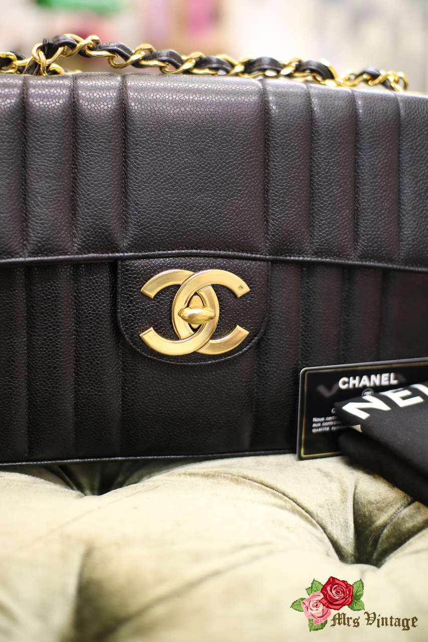 Vintage Chanel Caviar Vertical Mini Bag RARE - Mrs Vintage