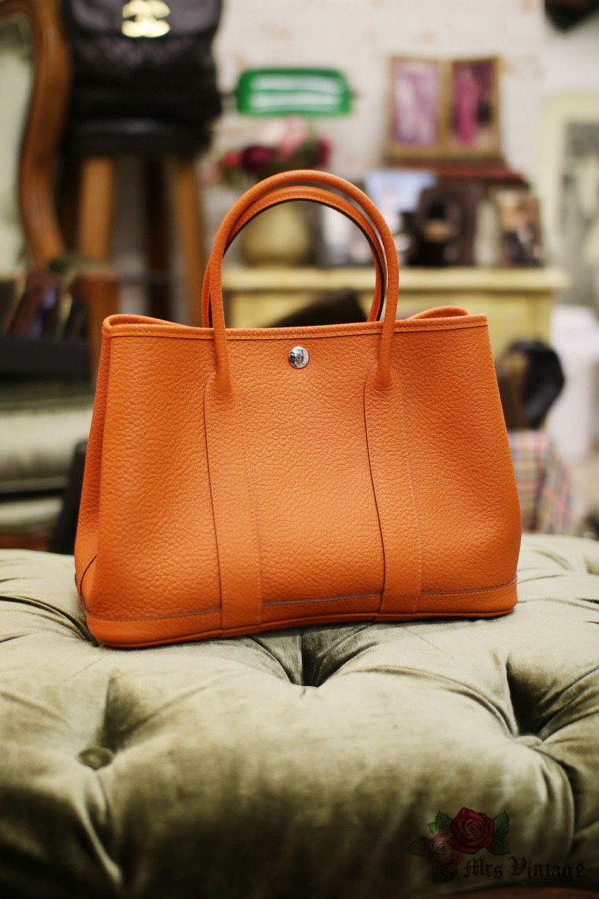 Garden party leather tote Hermès Orange in Leather - 25804993