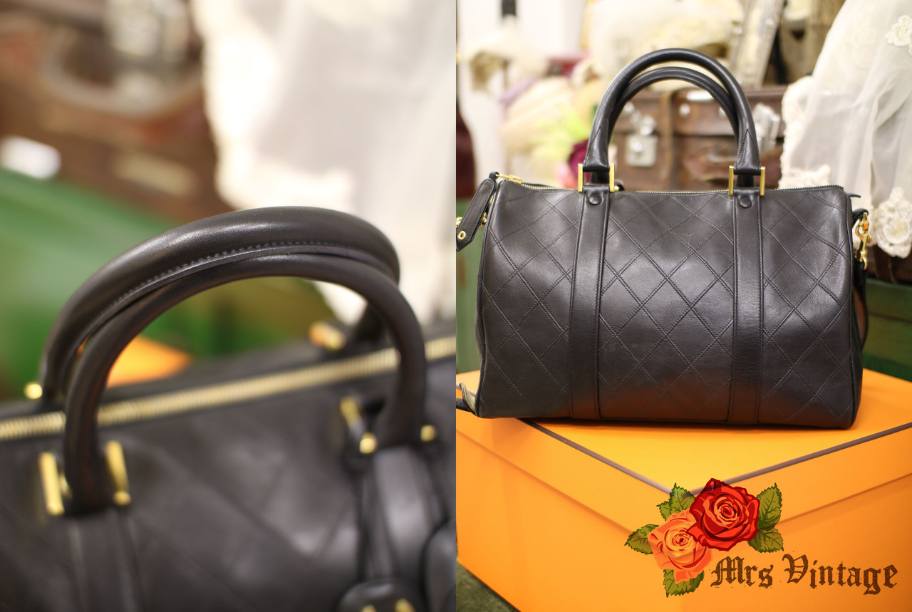 Chanel Boston Speedy Brown Caviar Leather Hand Bag + Strap - Mrs