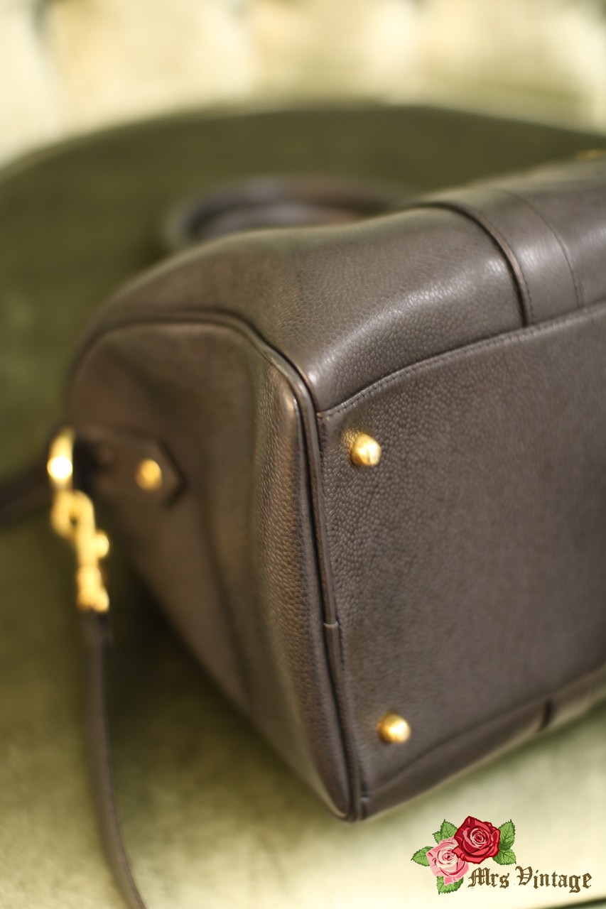 Chanel Boston Speedy Brown Caviar Leather Hand Bag + Strap - Mrs